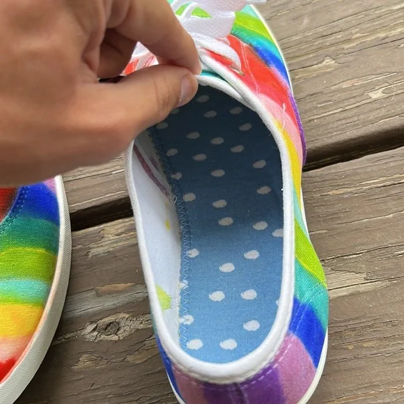 Handmade Rainbow Sneakers Women’s 11 One-of-a-Kind Hand Painted Canvas Shoes - Picture 7 of 9